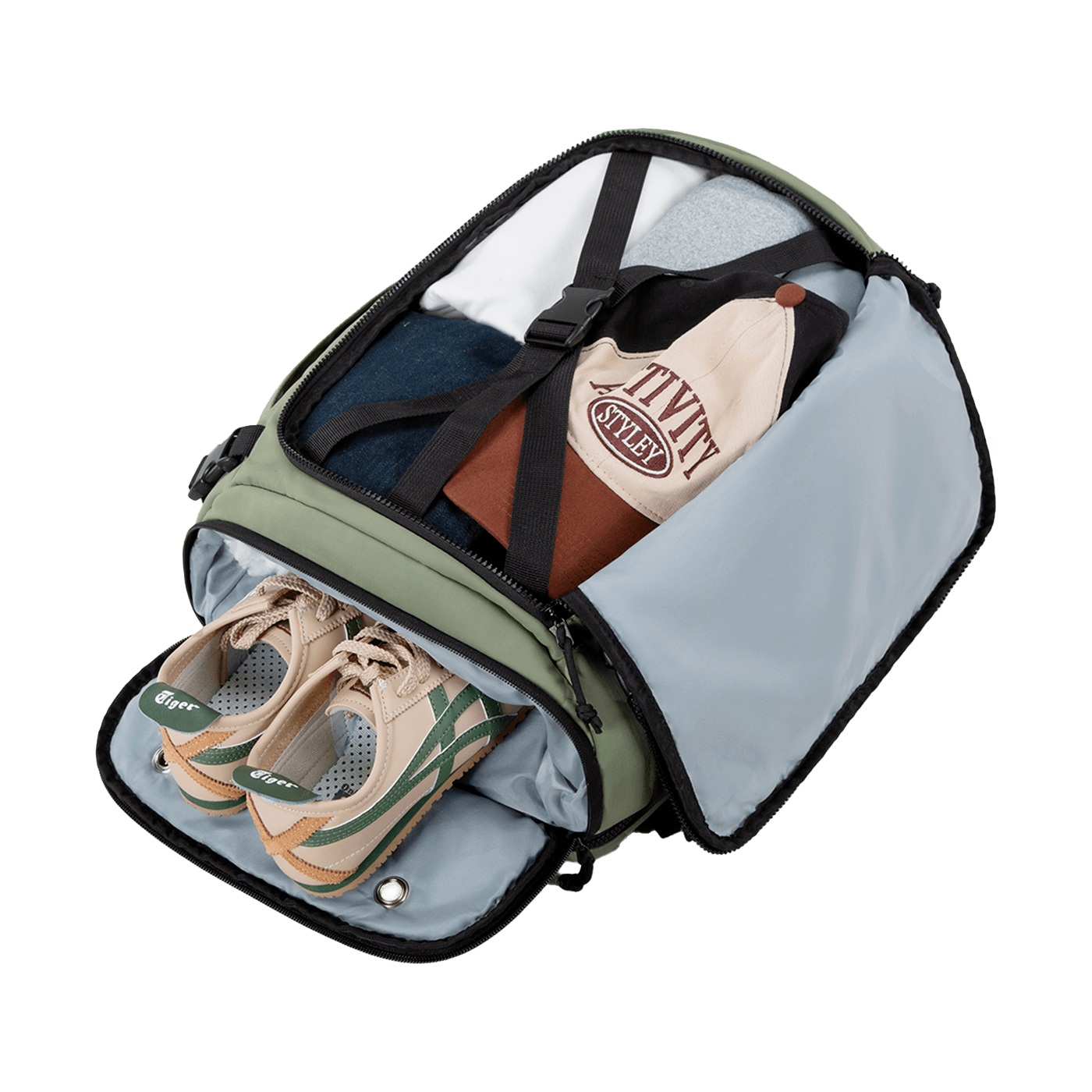 Sac à dos Underseat BLAST - Vert - Vue du dessus ouvert