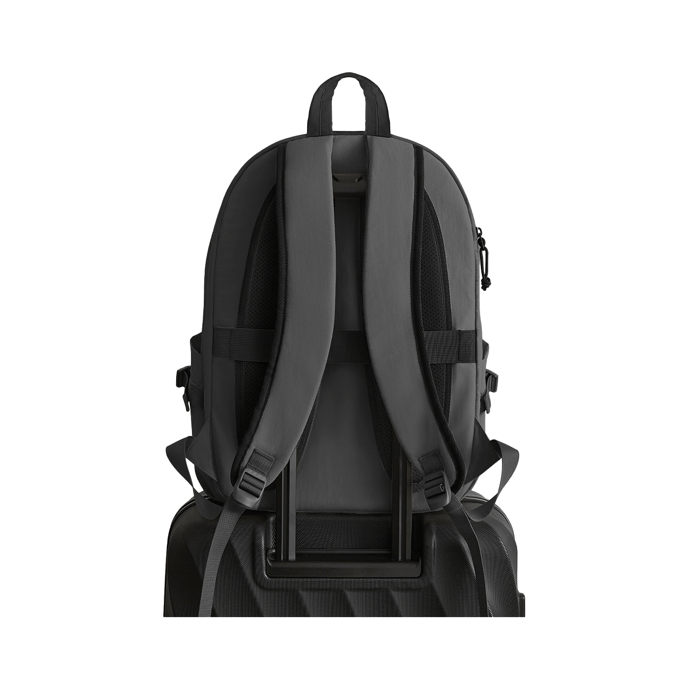Pack Voyage 25L ouverture 180° SOAR - Noir - Vue de dos posé sur une valise