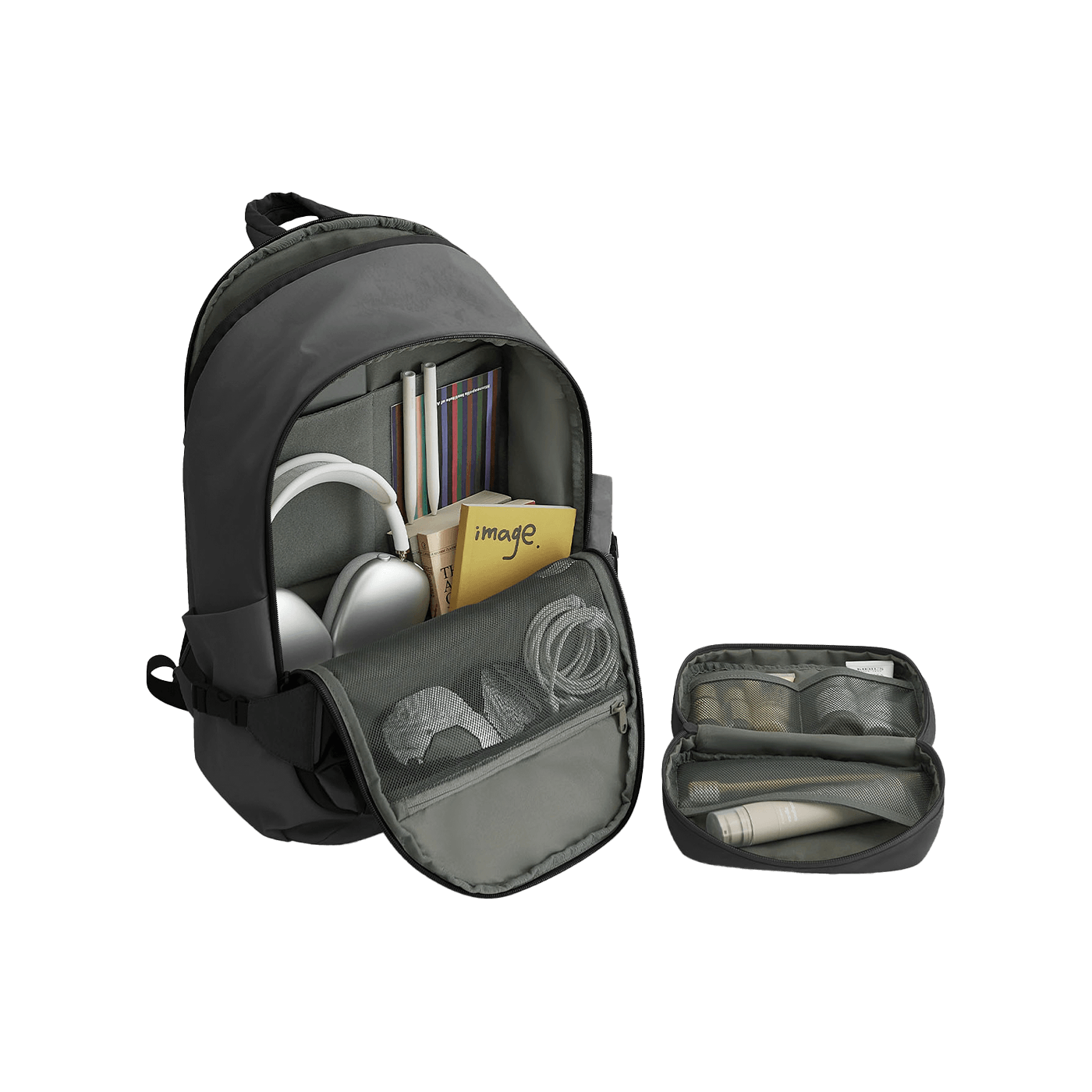 Pack Voyage 25L ouverture 180° SOAR - Noir - Vue du dessus ouvert