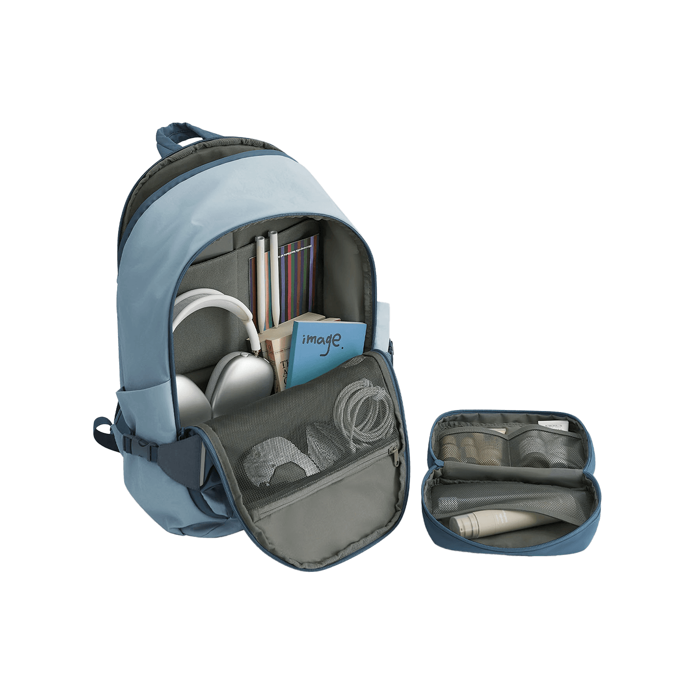 Pack Voyage 25L ouverture 180° SOAR - Bleu Ciel - Vue du dessus ouvert