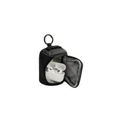 Mini pochette AirPods & Buds - Noir - Vue de profil ouvert
