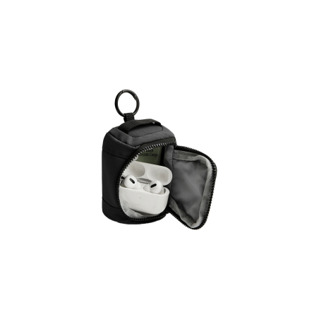 Mini pochette AirPods & Buds - Noir - Vue de profil ouvert