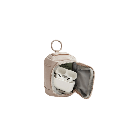 Mini pochette AirPods & Buds - Beige - Vue de profil ouvert